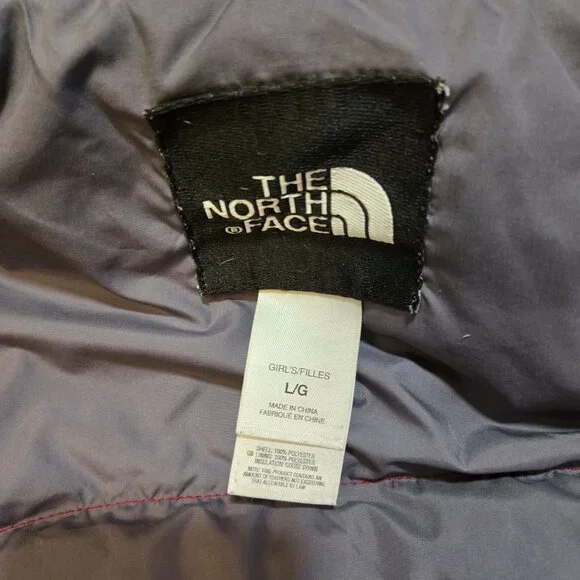 The North Face Girl's Size Large Down Maroon Gray Series 600